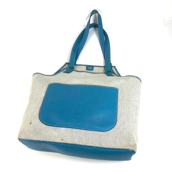 HERMES Shoulder bag Tote Bag Giardinier PM Shoulder Bag Leather/Canvas blue - Picture 10 of 16